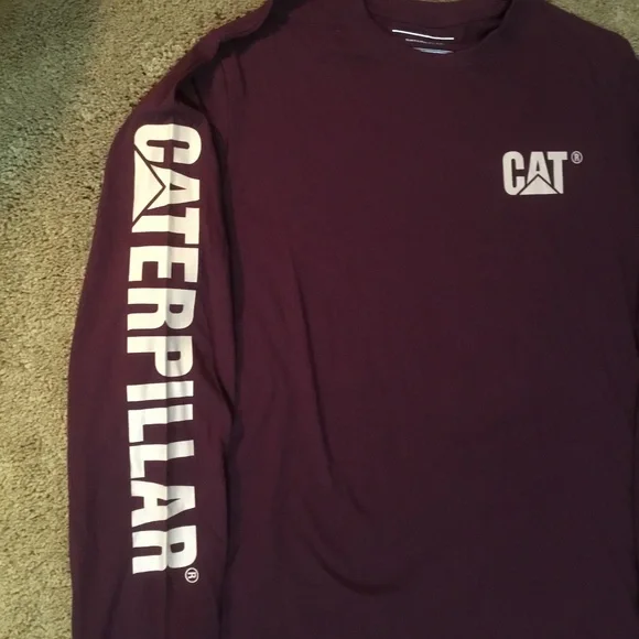 NEW! Caterpillar Long Sleeve T -Shirt Burgundy (Large) - Picture 3 of 4
